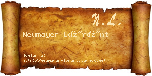 Neumayer Lóránt névjegykártya