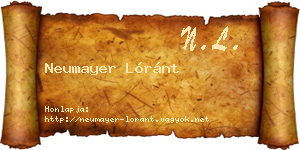Neumayer Lóránt névjegykártya